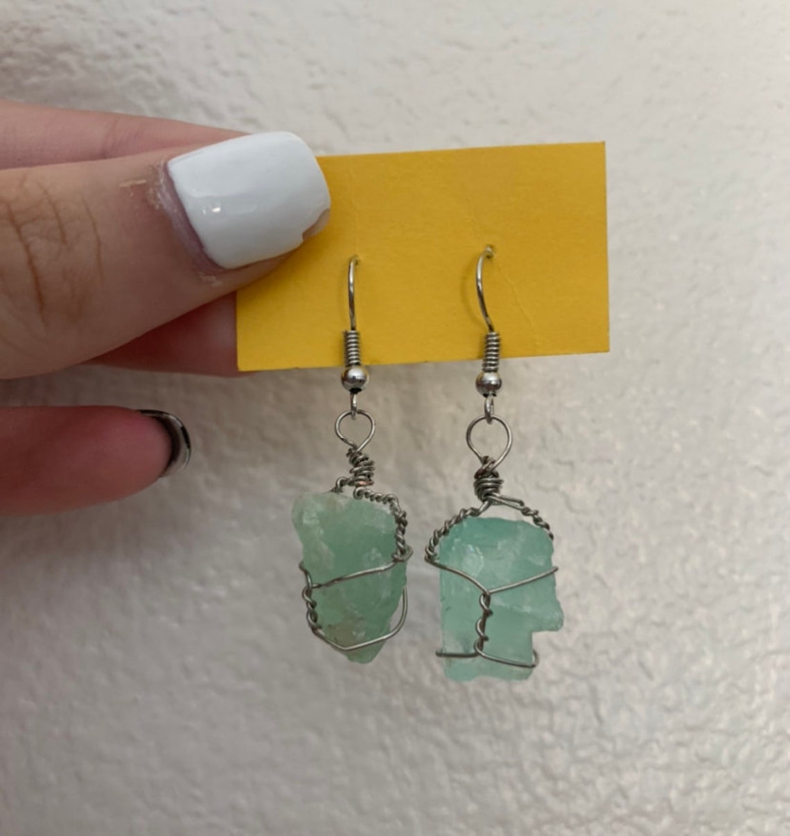 Raw Green Calcite Earrings Etsy