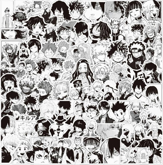 Black And White Anime Stickers/Anime Collections | Etsy