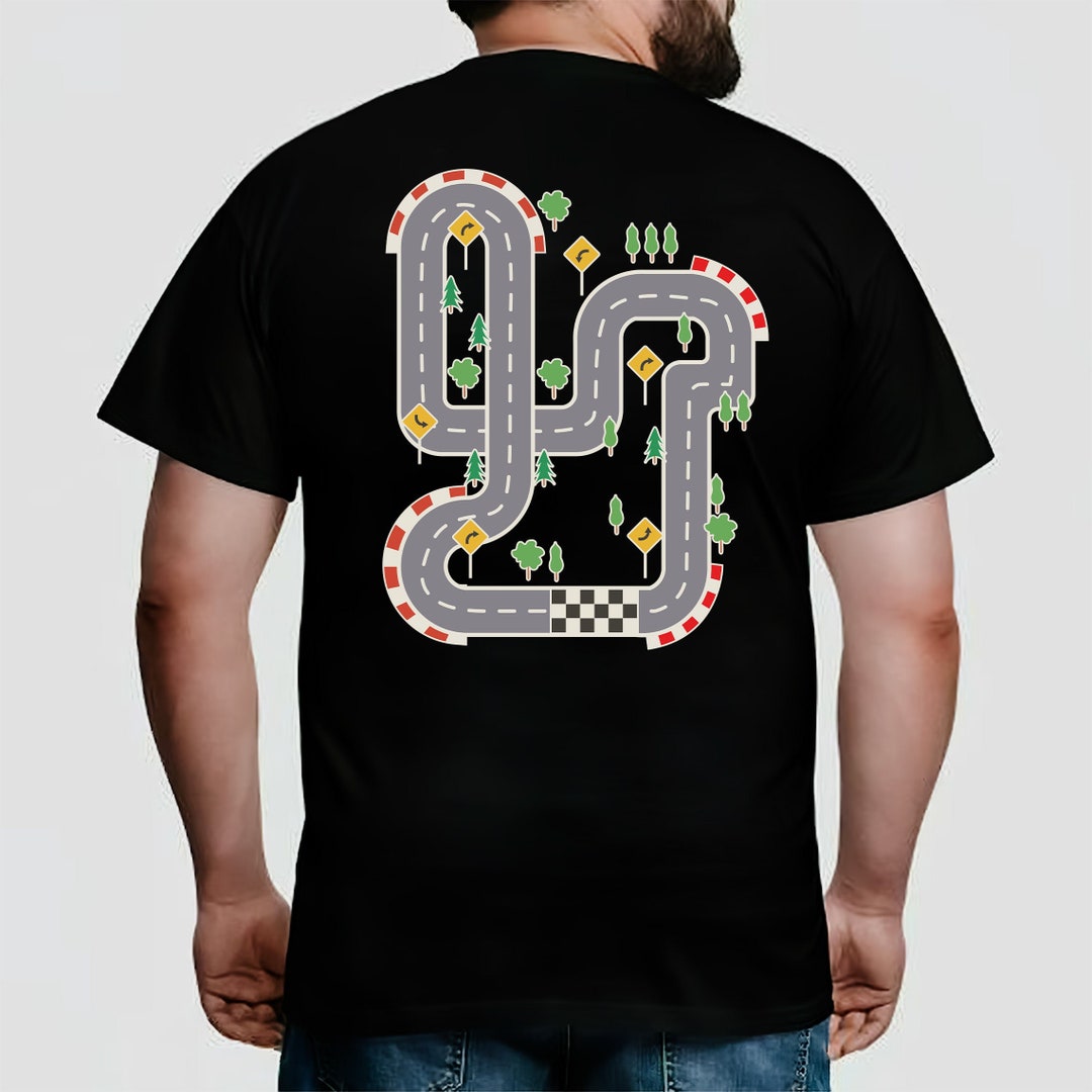 Play Car Race on Dad's Back, Mat Road Car Race Track T-shirt, Dad Mom