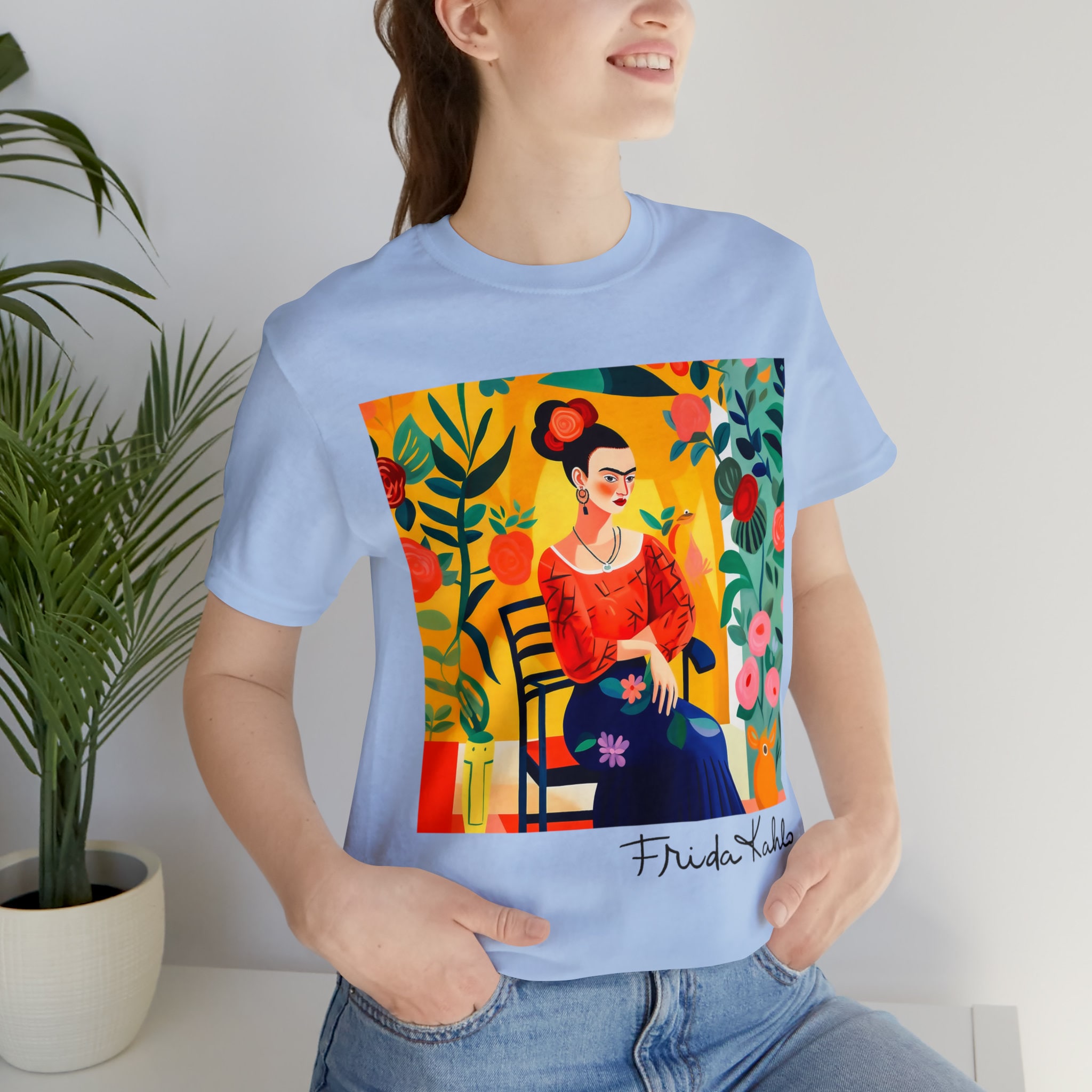 Frida Kahlo Damen T-Shirt - Buntes Kunstmotiv, Kurzarm, Baumwolle