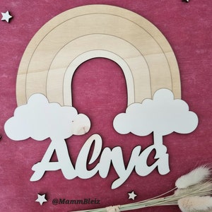 Rainbow door plate- Wooden door plate- Little girl bedroom decoration- Birth gift