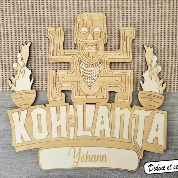 Totem Koh Lanta- Décoration Koh Lanta- Plaque de porte personnalisé- Idee cadeau