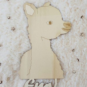 Alpacas door plate with customizable name- Children&#39;s room decoration- Animal door plate- Personalized gift