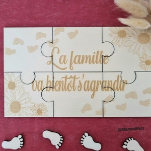 Puzzle en bois annonce grossesse- Carte annonce grossesse- Puzzle en bois-