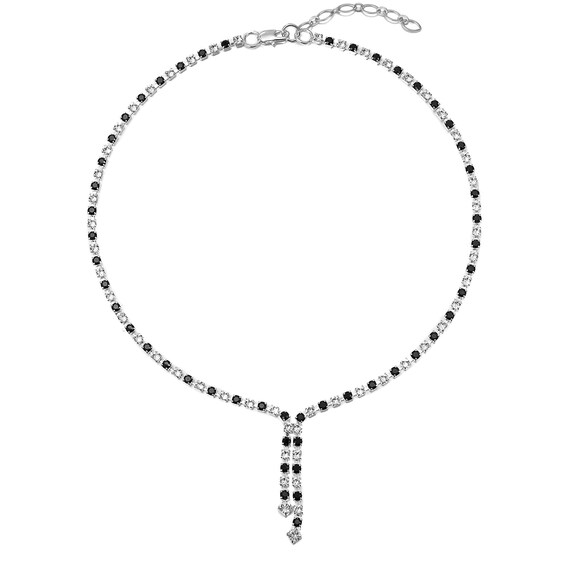 Black and White Swarovski Crystal Staggered Drop Necklace - Ladies Necklace, Elegant, Dress Code Jewelry, Crystal Necklace, Wedding Jewelry