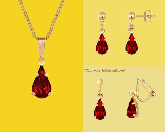 Siam Red Swarovski Crystal Jewelry Set