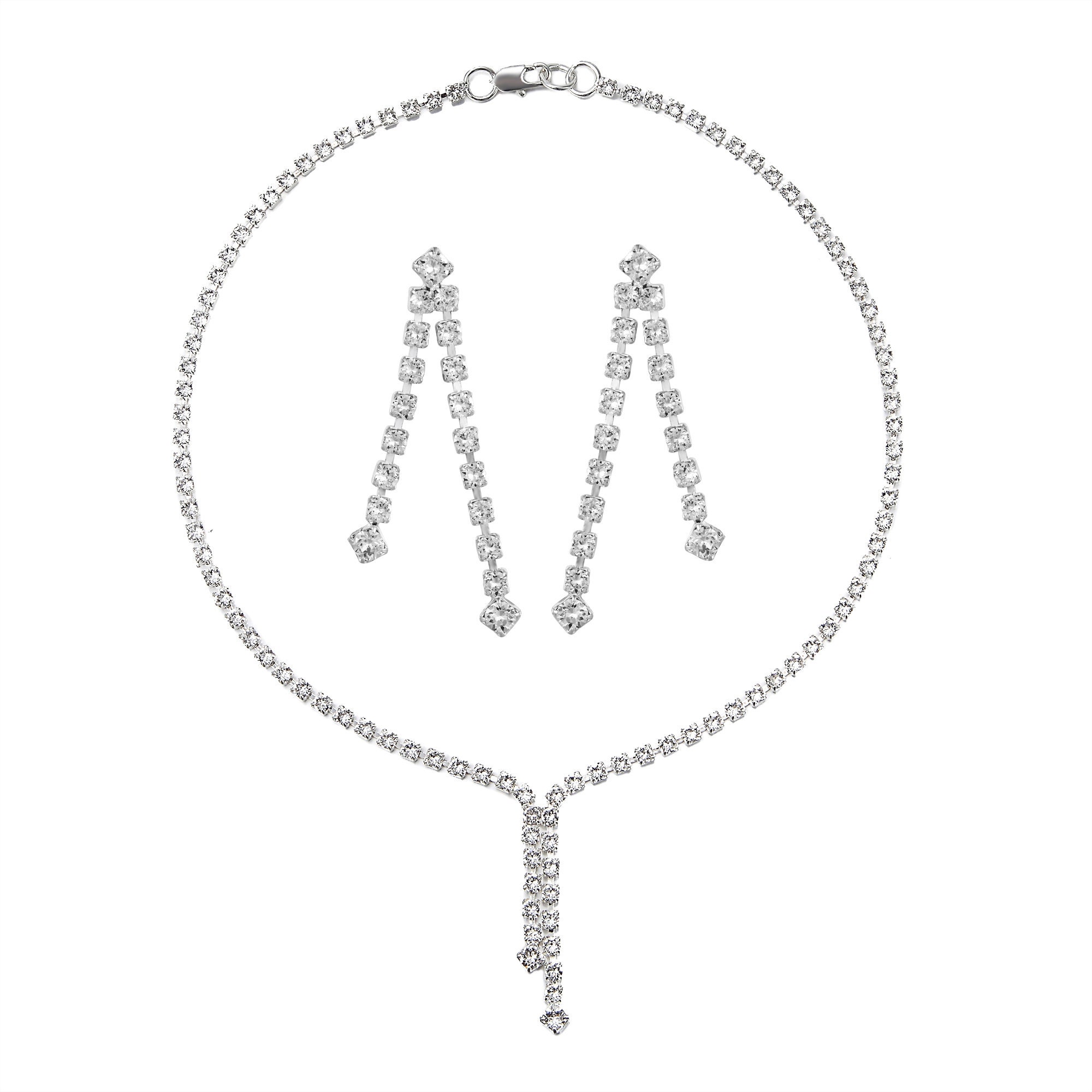 White Swarovski Crystal Staggered Necklace Ladies Jewelry Etsy UK