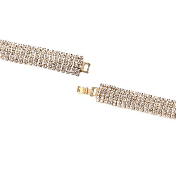 Chunky White Swarovski Crystal Six Row Bracelet Thick Bracelet