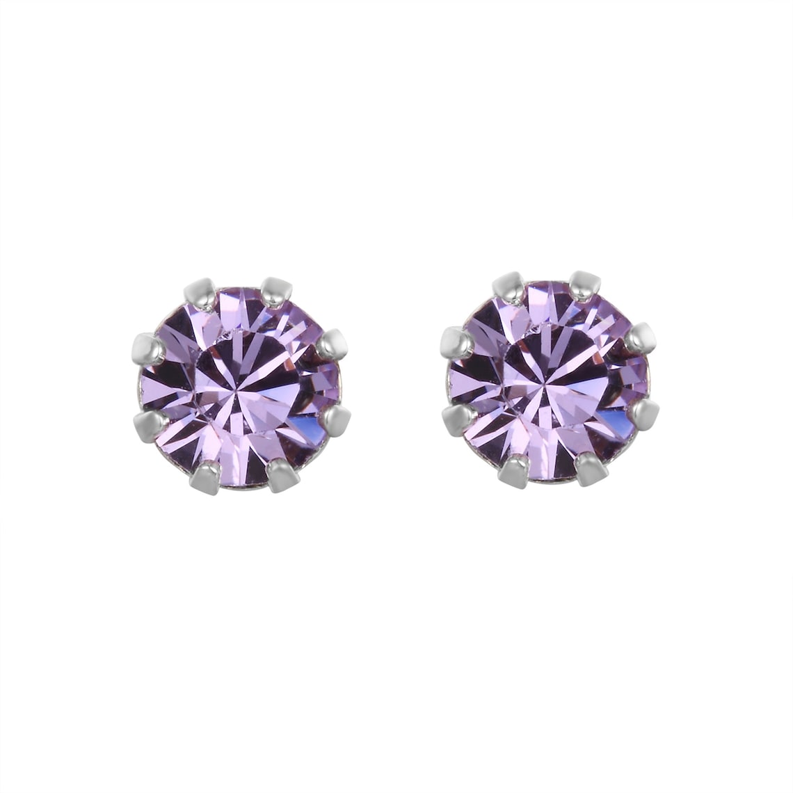 Violet Round Swarovski Crystal Stud Minimalist Earring, Crystal Stud