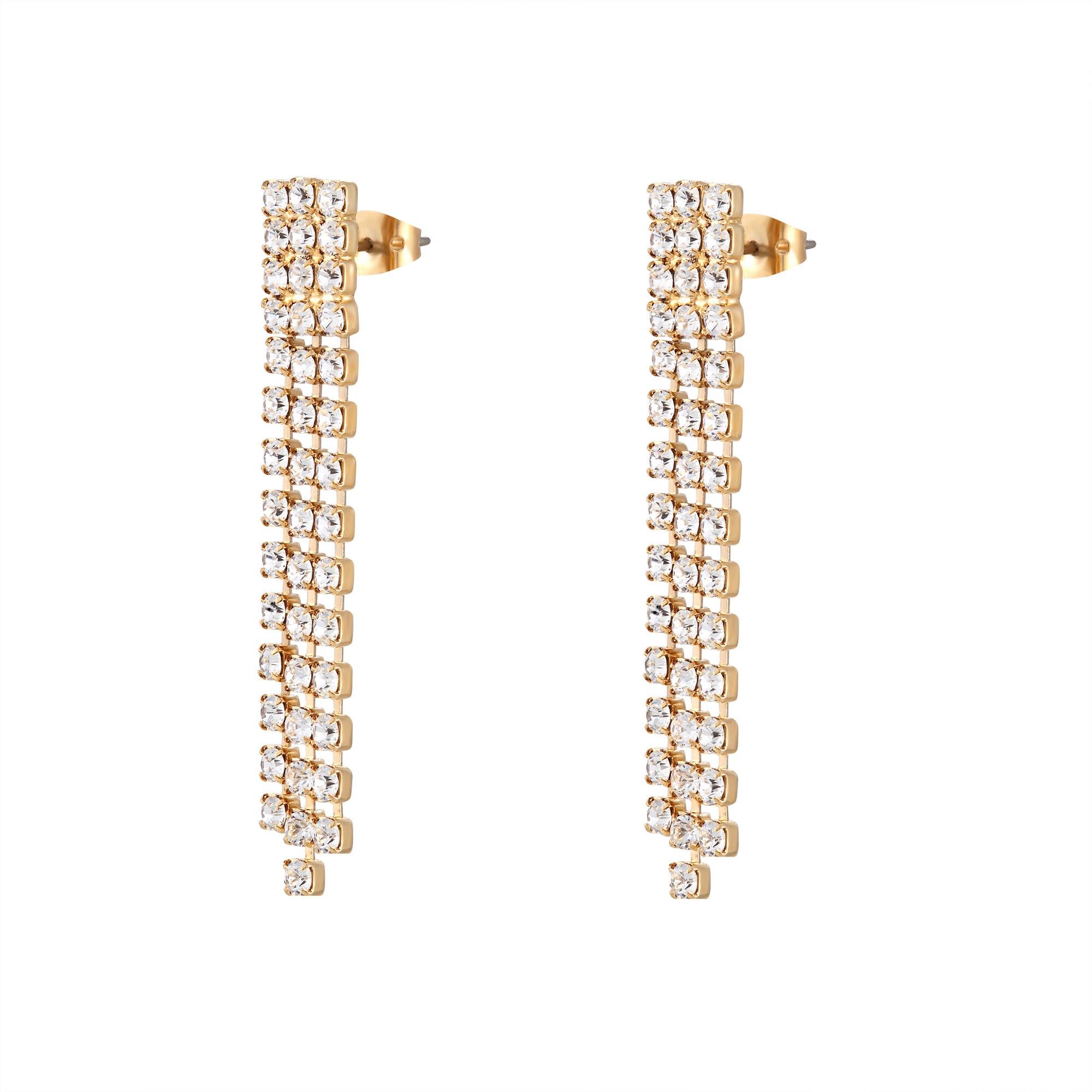 Jon Richard Cubic Zirconia Baguette Linear Drop Earrings, Gold at John  Lewis & Partners