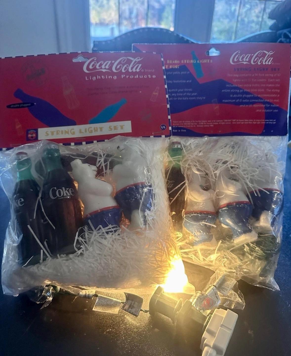 String Coca Vintage 1996 Coca-cola String Lights Polar Bear COKE BOTTLE 2 SETS ...