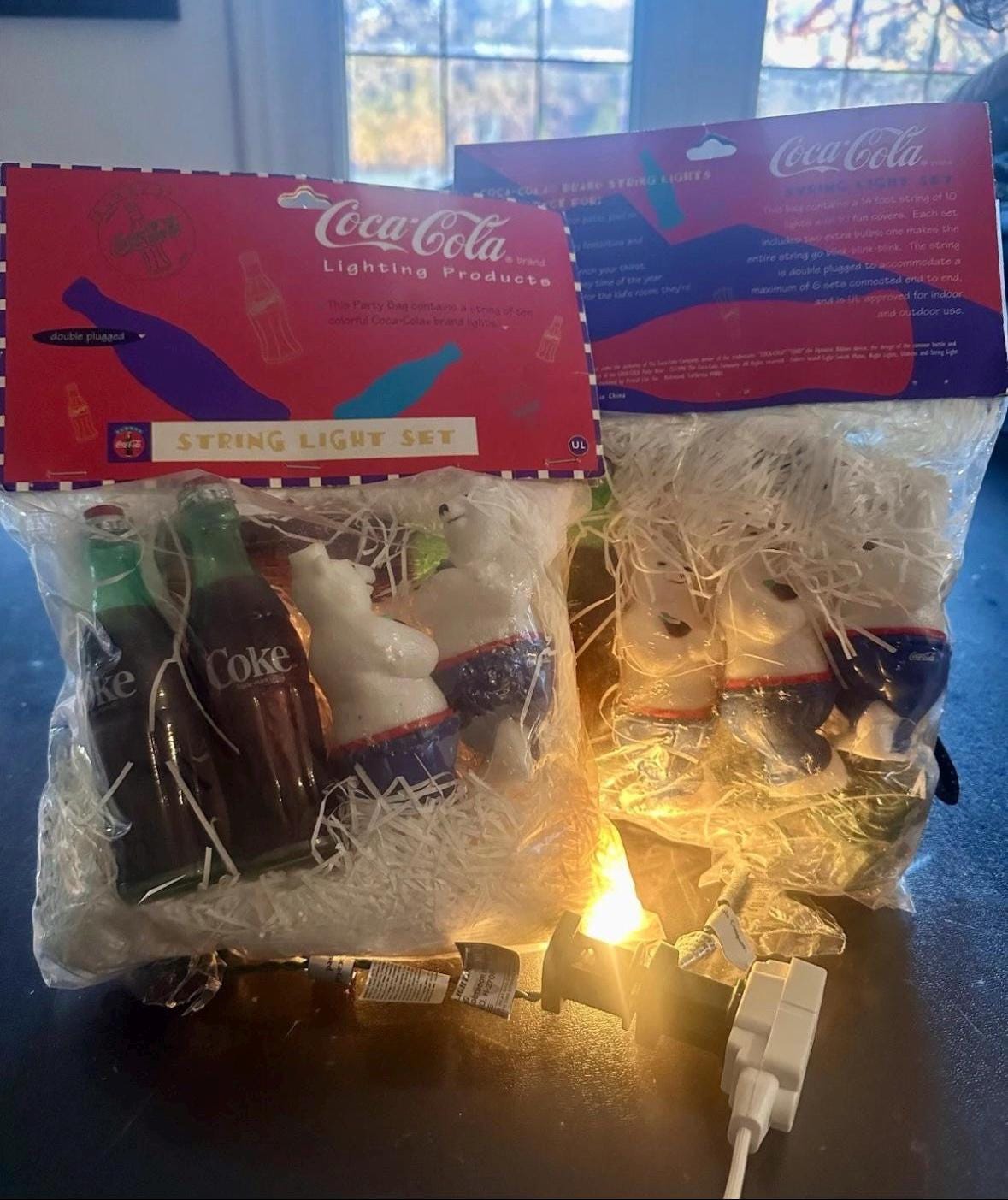 String Coca Vintage 1996 Coca-cola String Lights Polar Bear COKE BOTTLE 2 SETS ...