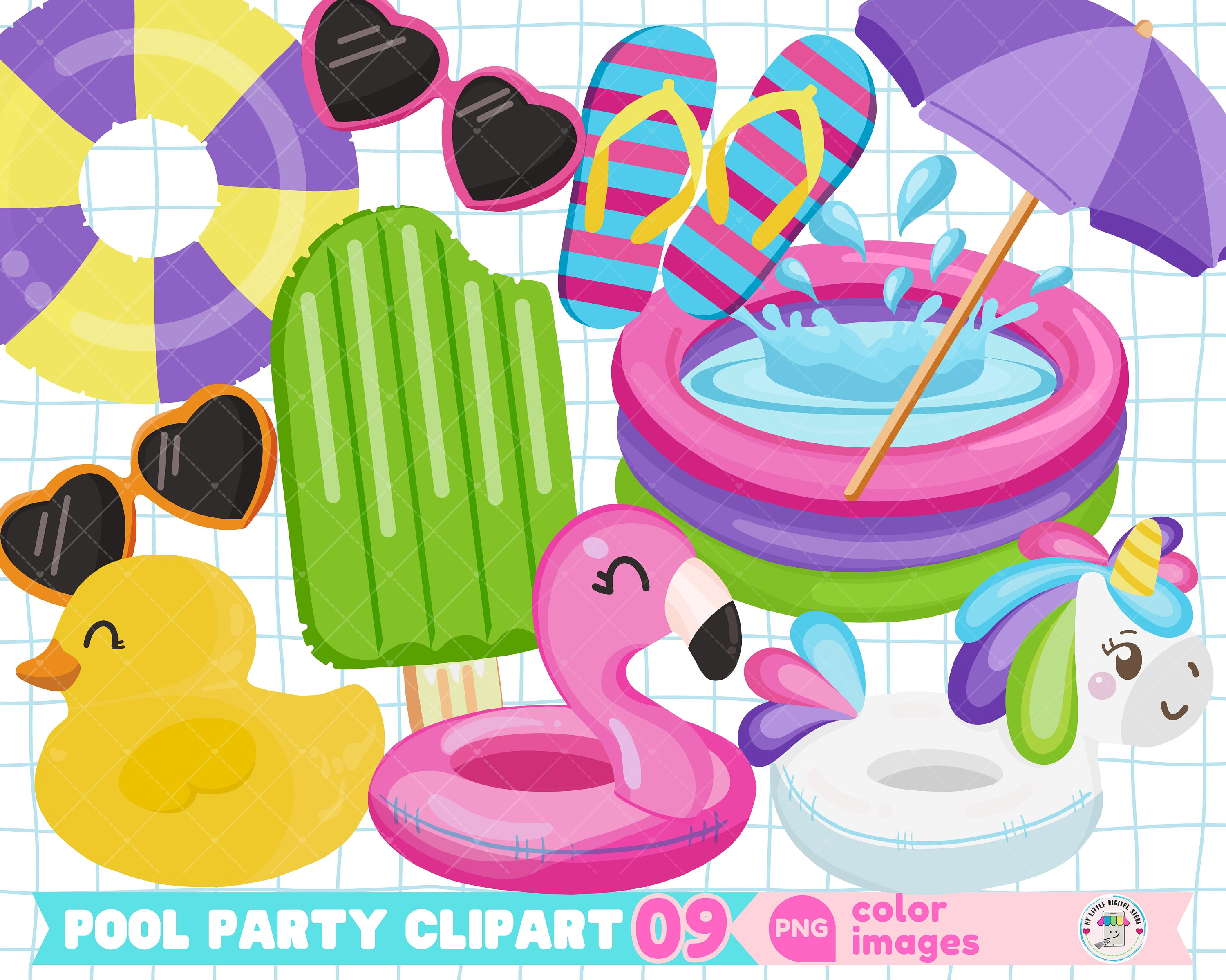 POOL PARTY Png Bundle Flamingo Floatie Png Pool (Instant Download) 