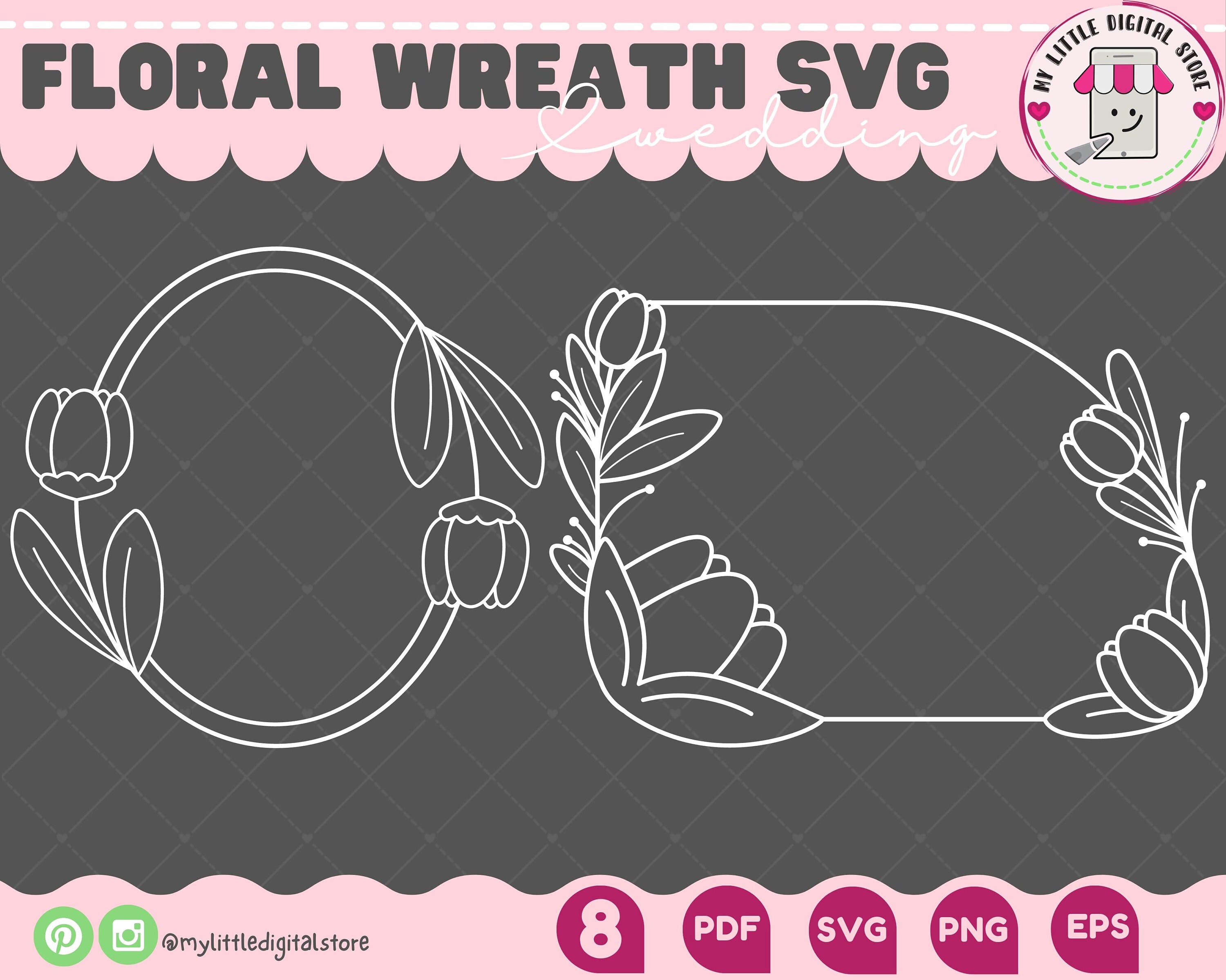 Floral Wreath Svg Bundle Spring Wedding Floral Frame Svg - Etsy
