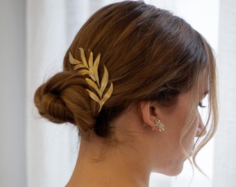 Big leaves comb bridal haircomb gold wedding haircombs bridal hairpiece minimalist bridal hairaccessory simple wedding jewelry