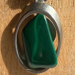 Vintage malachite pendant with leather strap