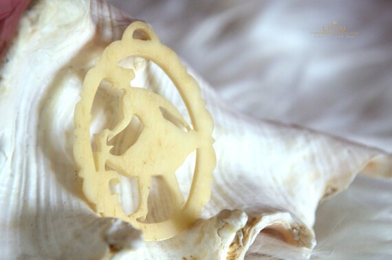 Carved Art Nouveau pendant made from bone around … - image 4