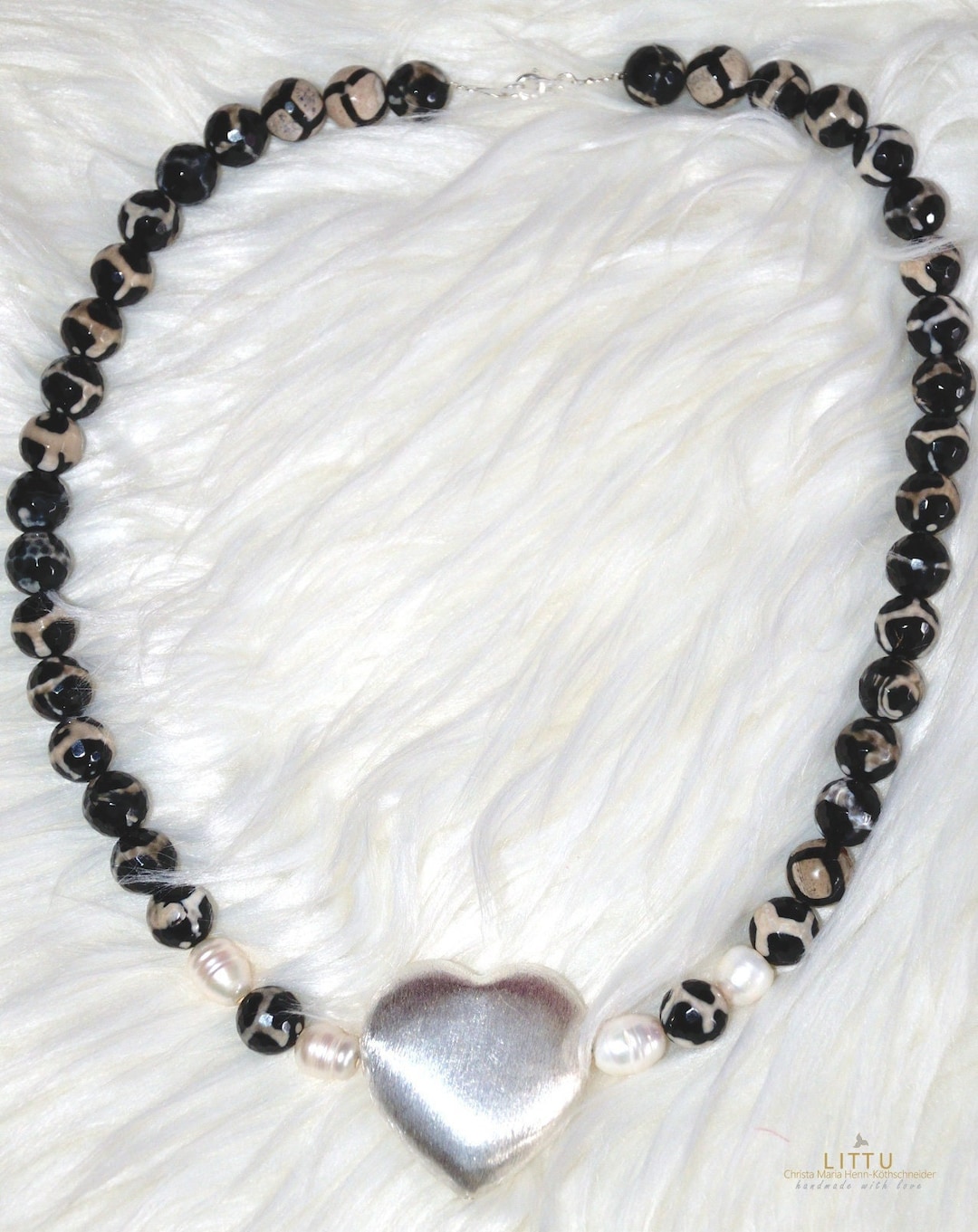 ネックレス・ペンダント STONEHENgE silver heart pearl necklace Forever June Birthstone 18k White Gold Plated Silver Double