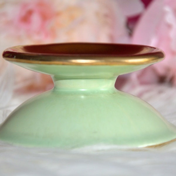 Mint green ceramic candle holder slits