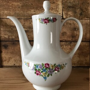Vintage coffee pot, floral decor, Winterling Kirchenlamitz, white/spring colors, 60s - 70s, gift, country house style, nostalgic