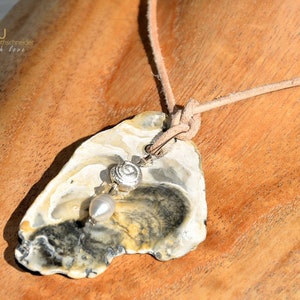 Handgefertigte Muschel Halskette mit Süßwasserperle Sterlingsilber imagem 6