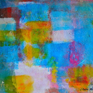 Mural abstract landscape colorful