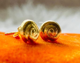 Stud earrings, genuine silver, gold-plated