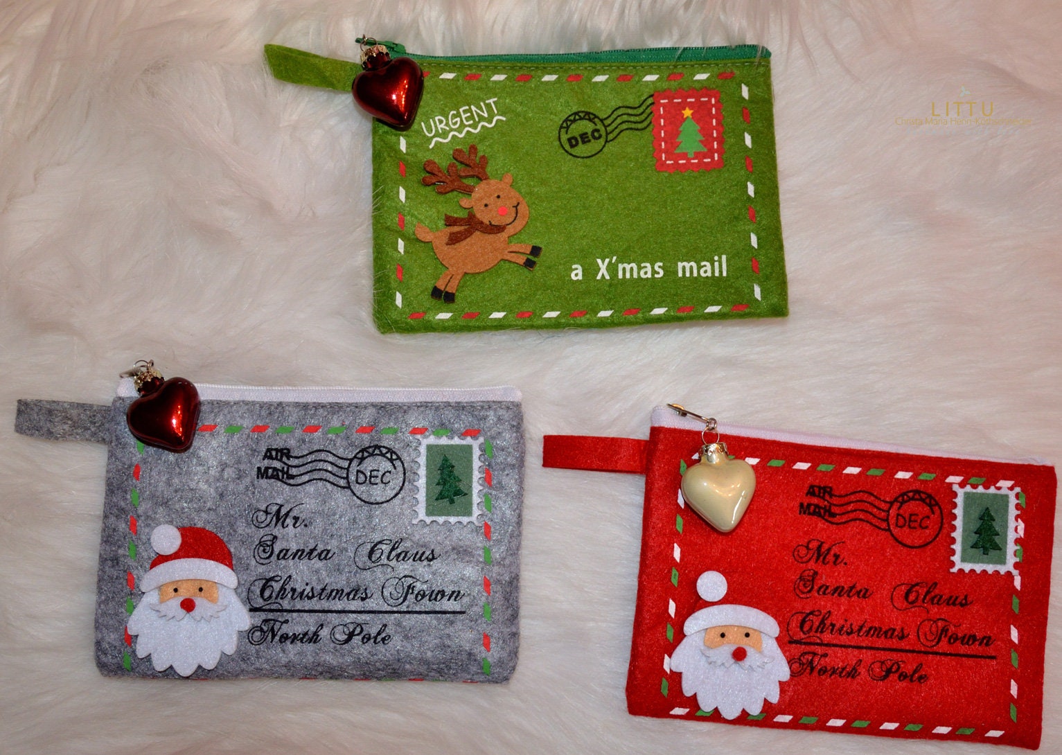 Petite enveloppe de sac en feutre, courrier de Noël, réalisation