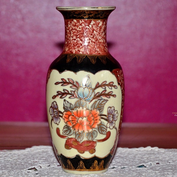 Vintage Balustrade Keramik Vase handbemalt Golddekor, Blumen, Tulpenform, dekorativ, 30iger-40iger, Geschenk, Geschenkidee, Homedekor, rar