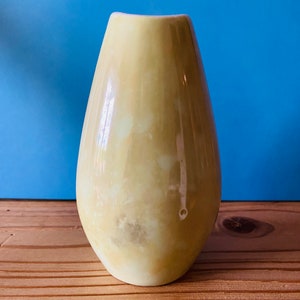 Vintage small fish mouth porcelain vase in yellow mother of pearl