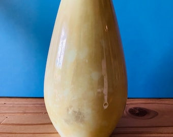 Vintage Small Fish Mouth Porcelain Vase in Yellow Mother of Pearl