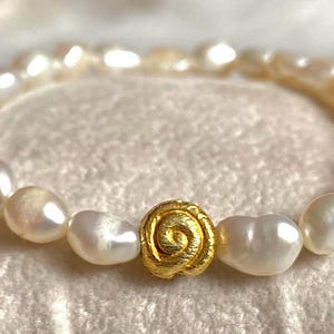 Genuine freshwater pearl bracelet with real silver gold plated