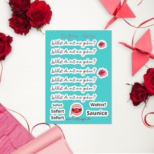 Feuille d'autocollants, Veux-tu m'accompagner, sticker, Saint Valentin, amour, idée cadeau, premier amour, gag mariage, anniversaire