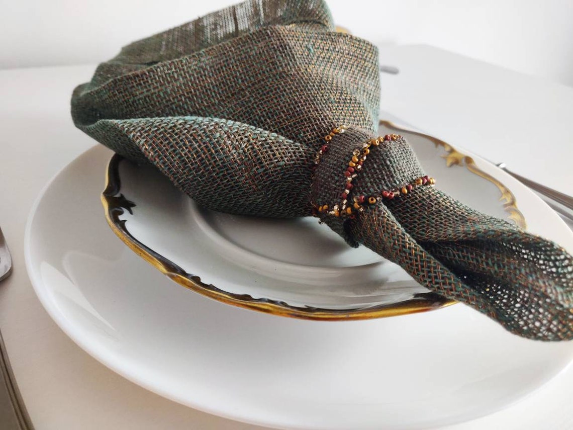 Copper Brown Table Napkins Golden Table Napkins Linen Napkins Etsy
