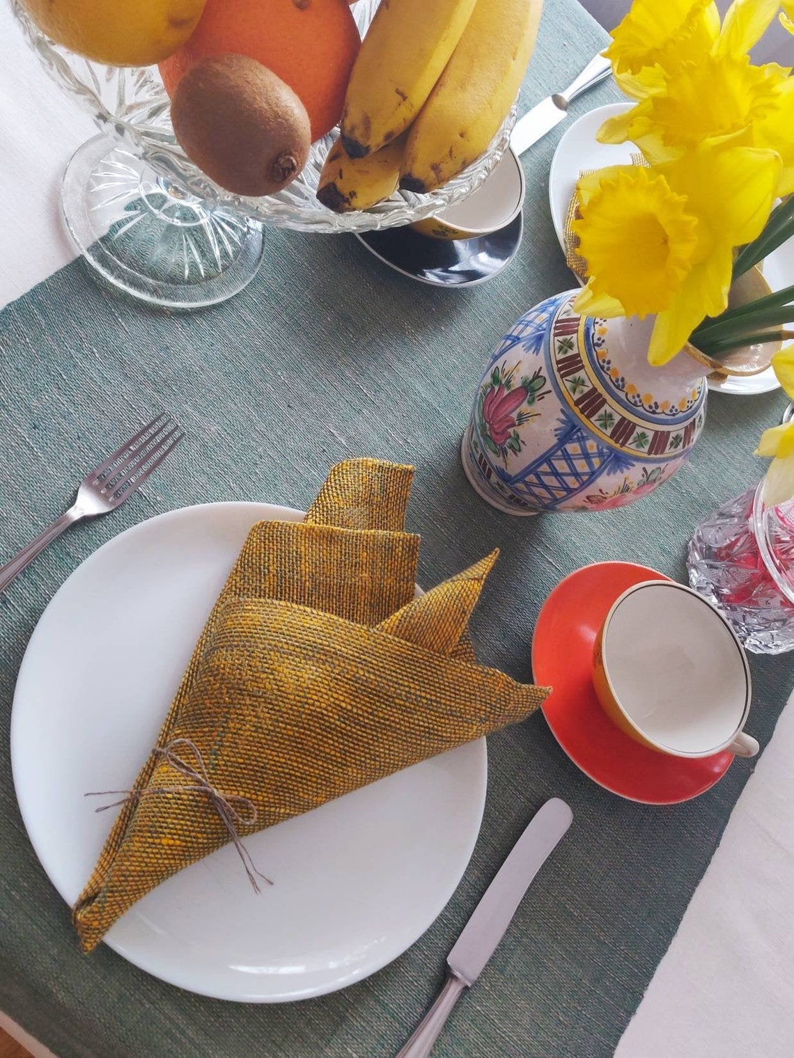 Yellow Cloth Napkins Handwoven yellow Linen Table Napkins Etsy