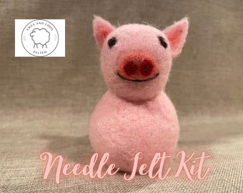 Needle Felt Pig Kit, Fun Craft for Beginners
