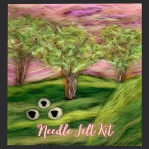 Needle Felt Kit, Summer Landscape Wool Painting, Beginner Craft
