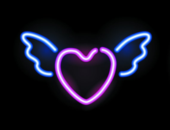 Angel Heart 15.5 X 9 Neon LED Signage Wall Light Hanging  