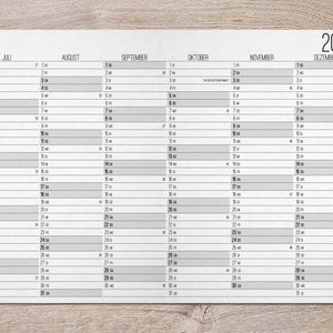 2024 Wand Kalender mit Feiertagen und Kalenderwochen zum Ausdrucken mit 12 Monaten im minimalistischen Stil als PDF Bild 2