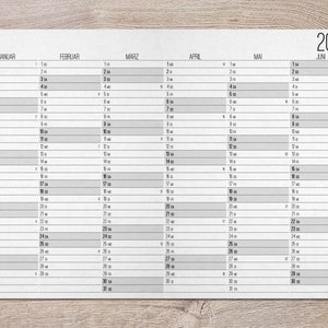 2024 Wand Kalender zum Ausdrucken mit 12 Monaten im minimalistischen Stil als PDF Bild 1