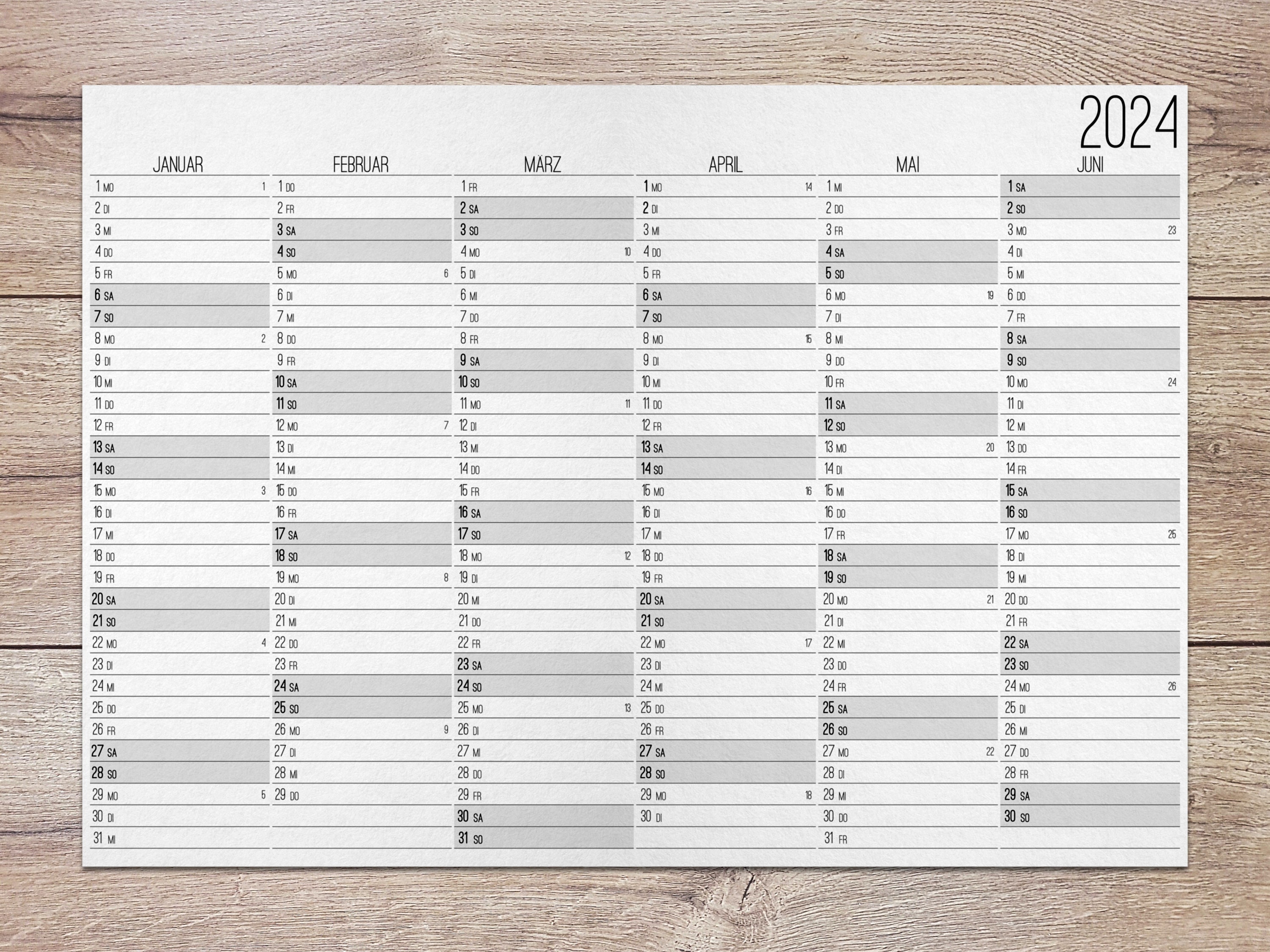 Kalender 2024 Wand