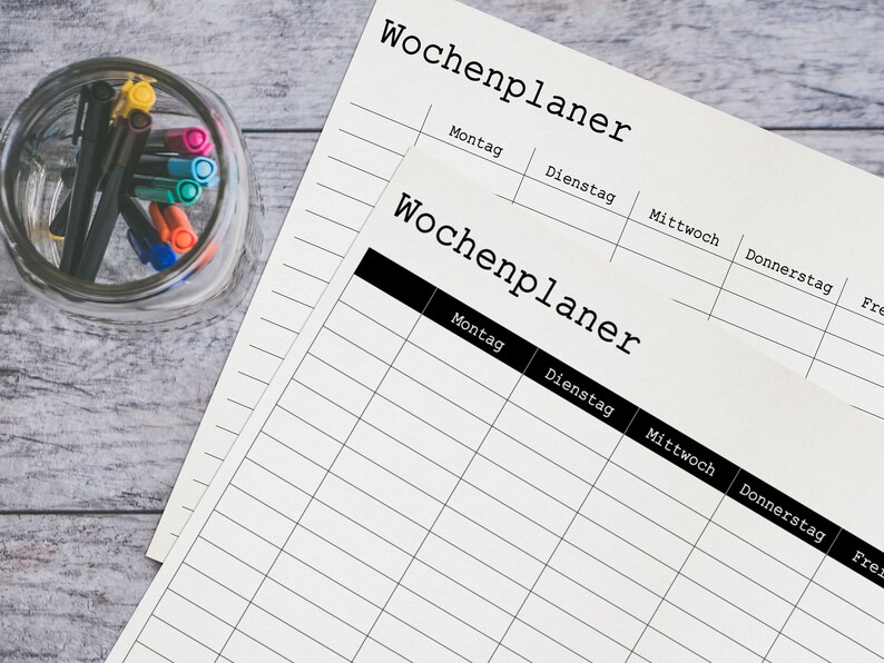 Plan Tabular Weekly Plan Set to Print Out in Tabular Form With Days of the Week as a ...