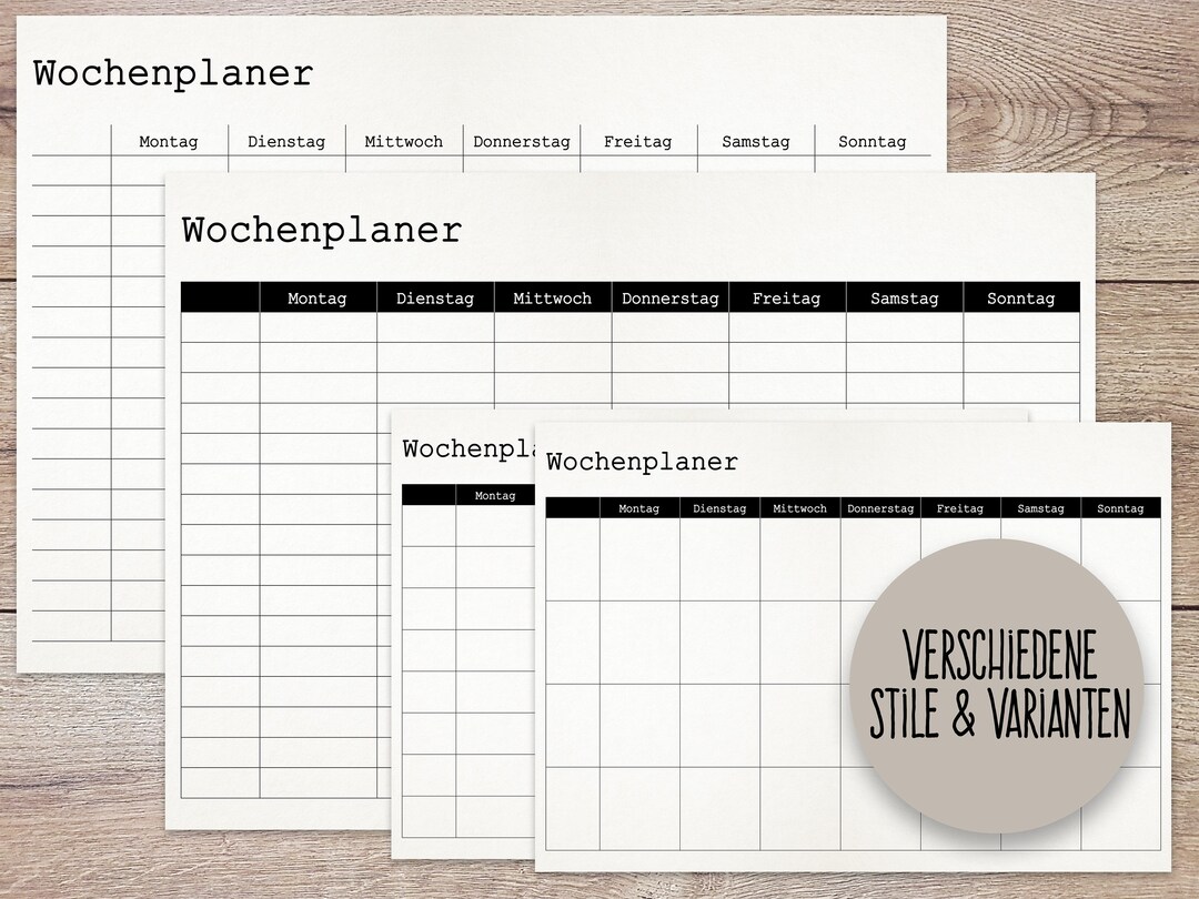 Plan Tabular Weekly Plan Set to Print Out in Tabular Form With Days of the Week as a ...