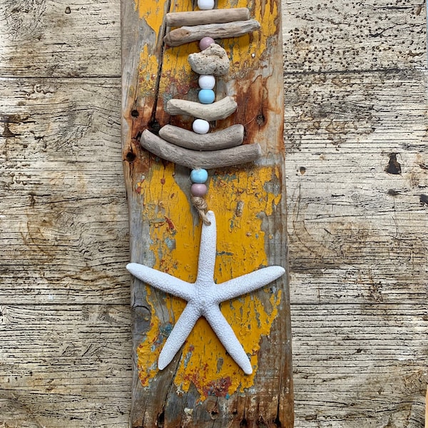 Driftwood Seaside Hanging Starfish Hanger Handmade Mobile Gift for Beach Lover Coastal Decor
