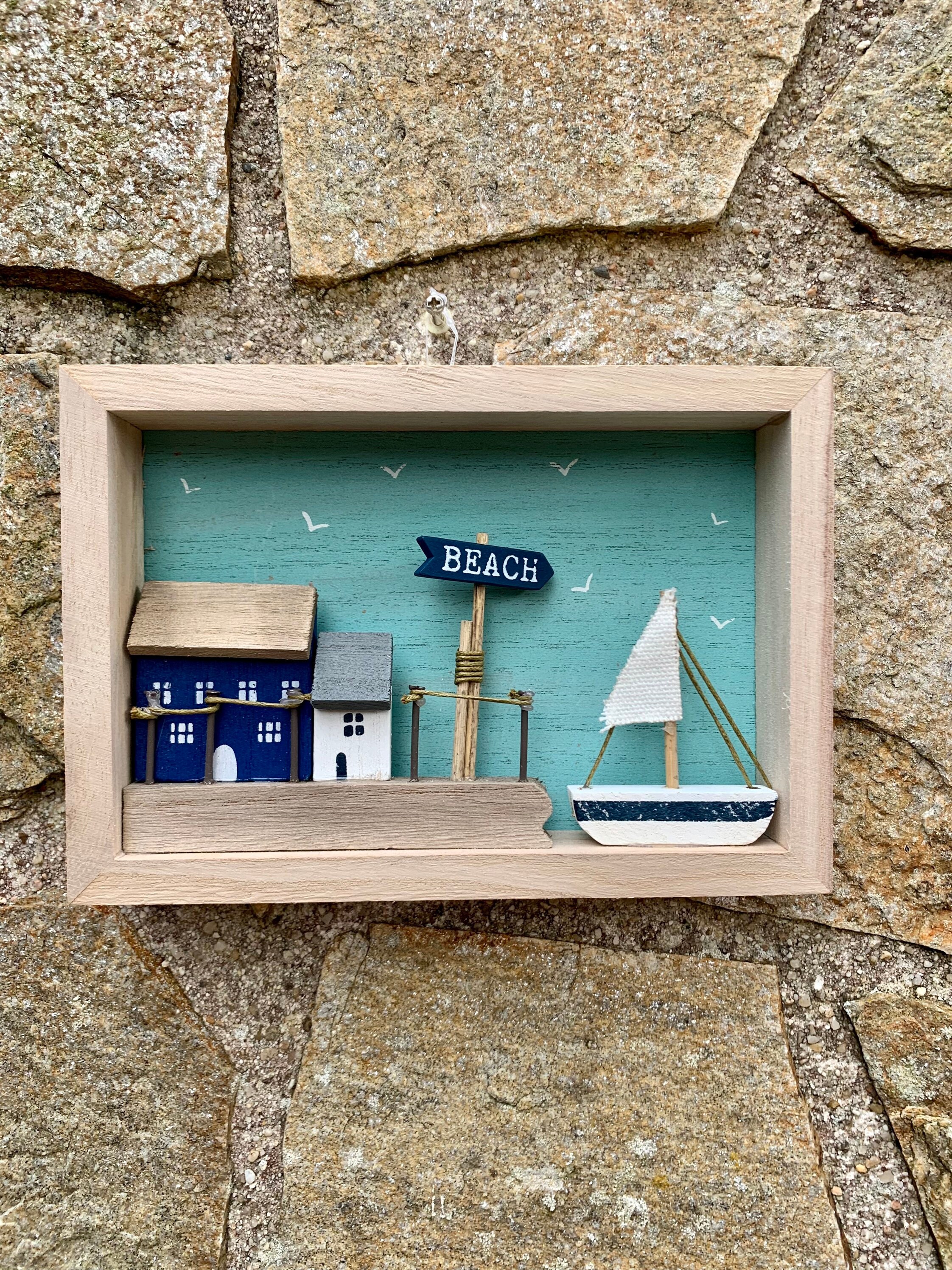 Plage Scène Boîte Cadre Image 18cm