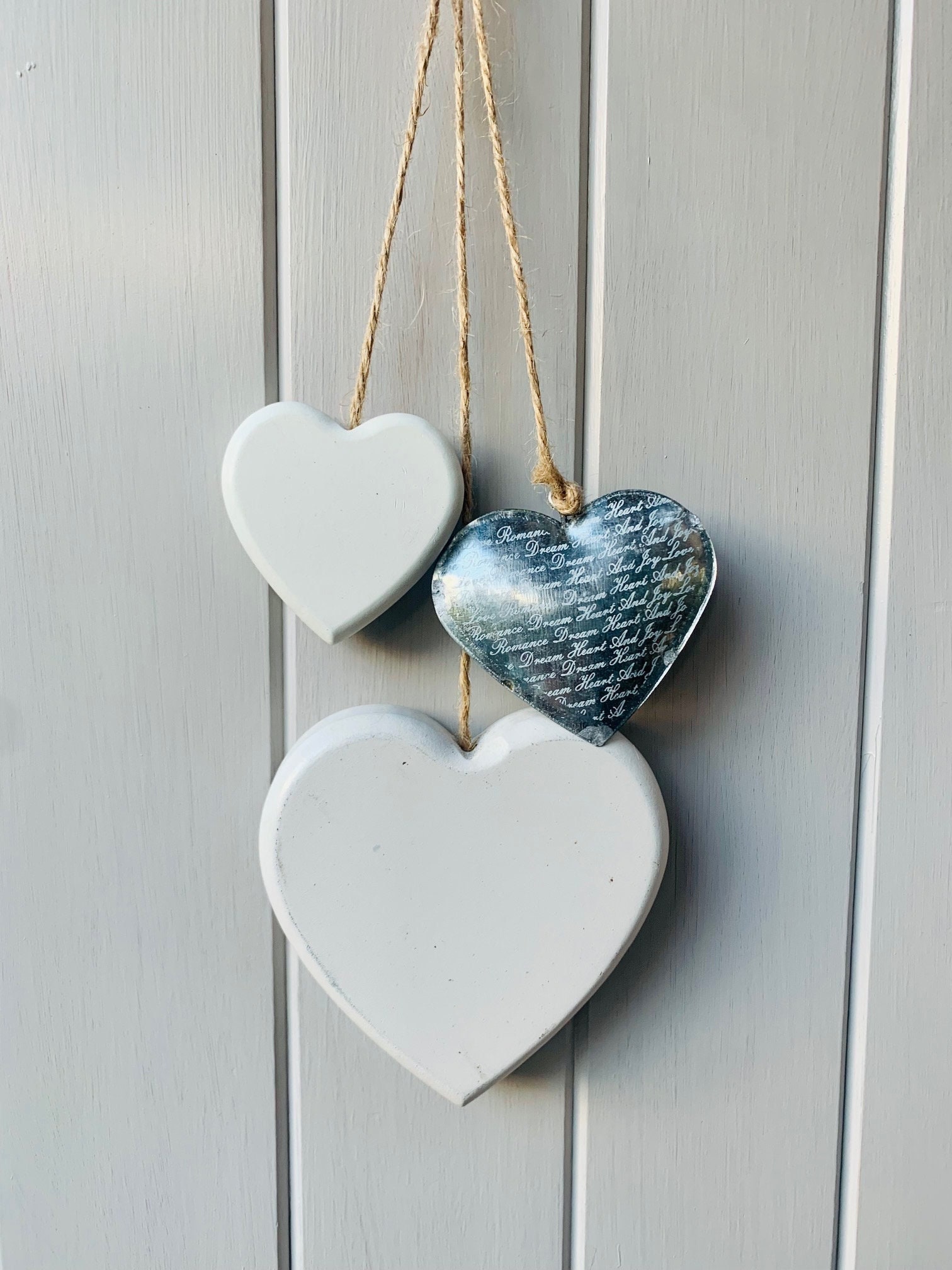 Ensemble de 3 Cintres Shabby-Chic Hanging Heart