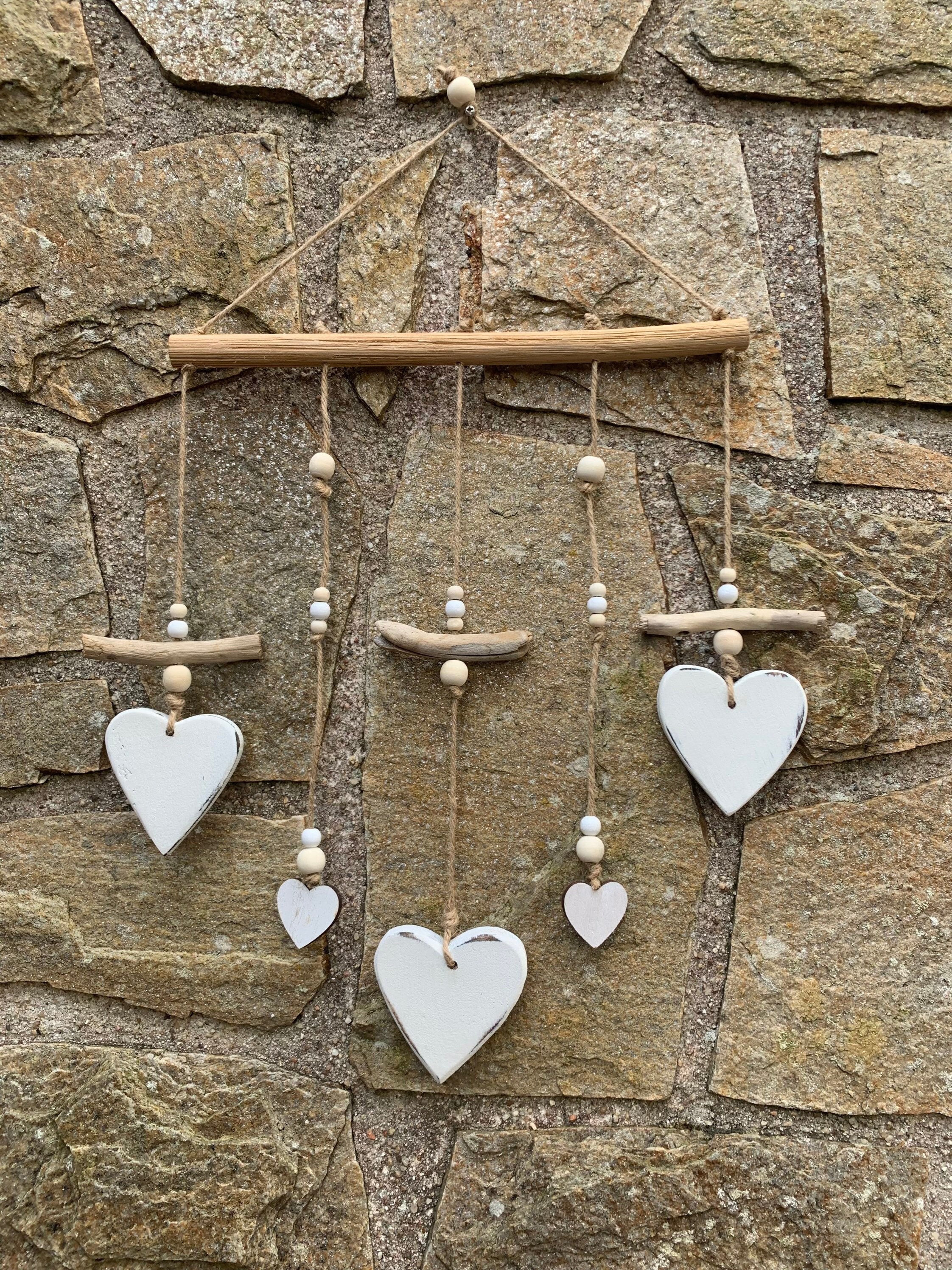 Cintre Shabby-Chic Driftwood White Heart
