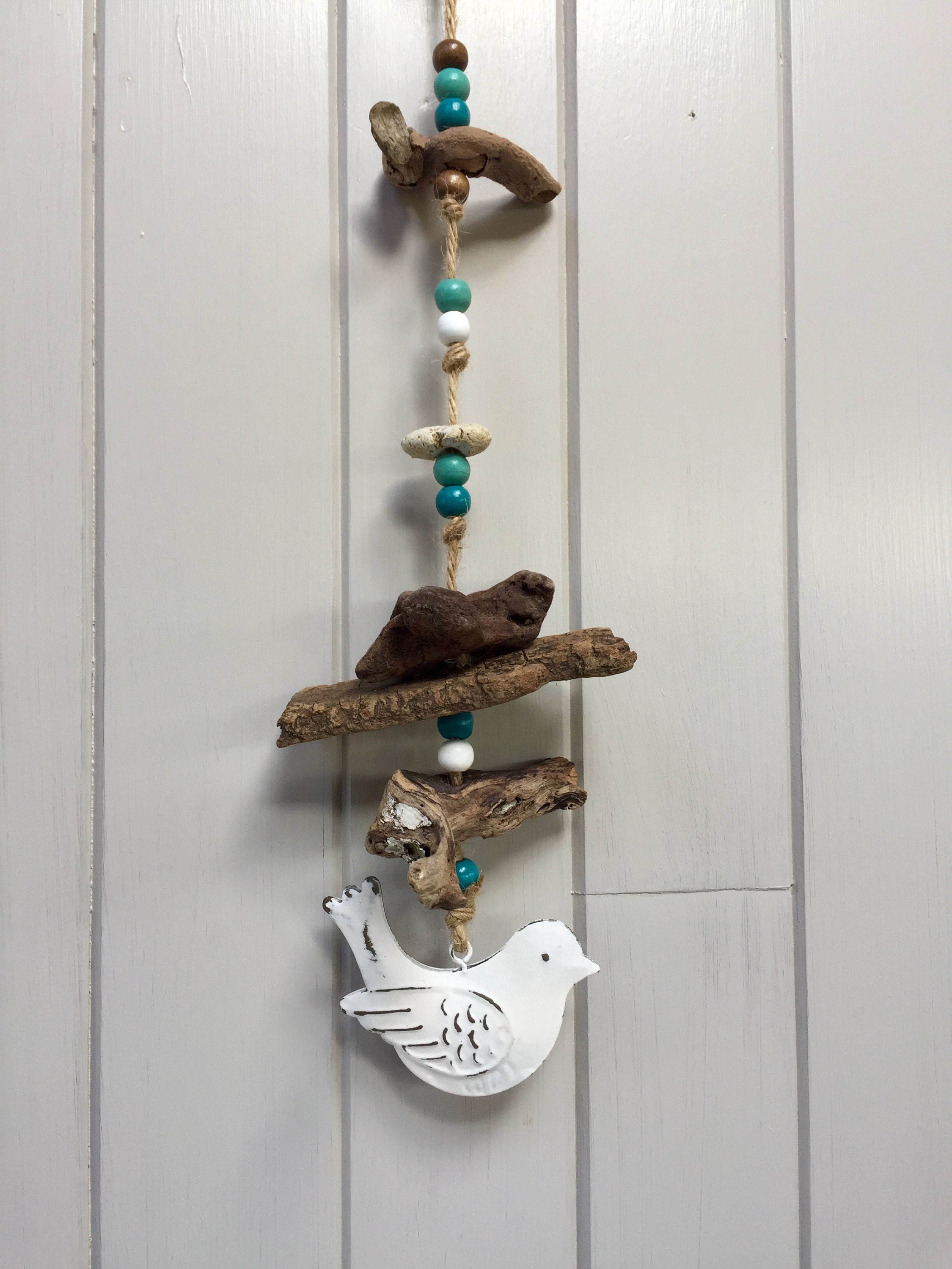 Attention Au Birdie Hanger d'oiseau Suspendu de Bois Flotté Fait à La Main