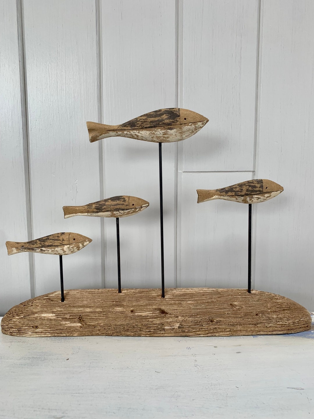 Os de poisson inhabituels en bois flotté ornements sculpture shabby chic en arête de poisson blanchi à la chaux - Canada