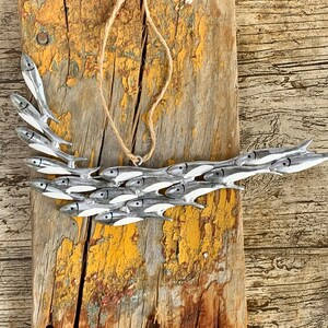 The 'Catch of the Day' Hanging Sardine Shoal of Fish Metal Decoration Gift for Ocean Lover